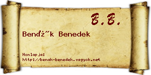 Benák Benedek névjegykártya